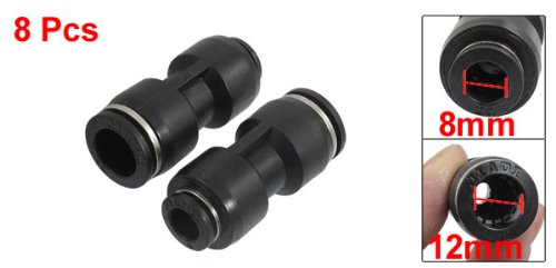 sourcingmap® 8 Stücke Luft Pneumatik 12mm zu 8mm gerade Schnellverbinder Anschluss de - 2