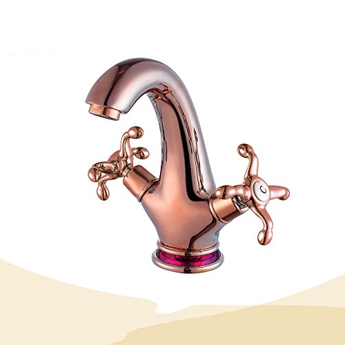 HJHET Continental-weiten Kupfer retro Waschbecken mit warmen und kaltem Wasser