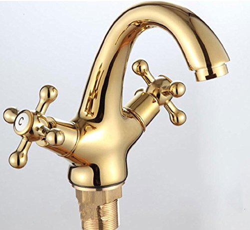 HJHET Antike vergoldete Seite Waschtisch Armatur