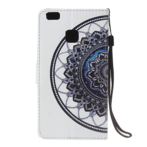für Huawei P9 Lite Hülle Brieftasche Schutzhülle, Malerei PU Lederhülle Flip Hülle im Bookstyle Cover Schale Stand Ständer Etui Karten Slot Schutzhülle Tasche Wallet Case für Huawei P9 Lite +Schlüsselanhänger (W) - 3