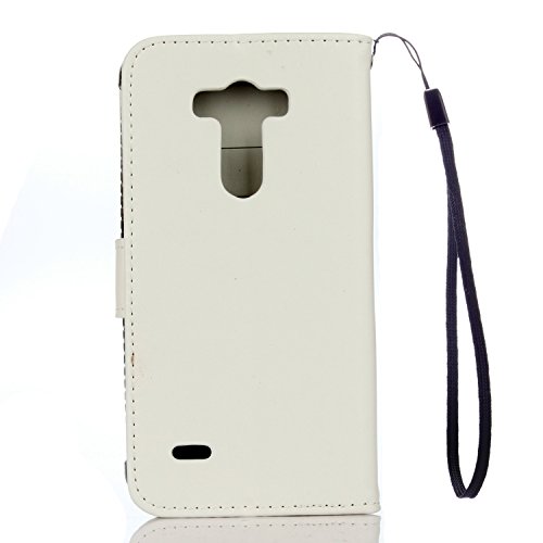 Cozy hut LG G3 Hülle weiß,Reine Farbe Premium PU Leder Wallet Case Schutzhülle Hülle Handytasche Skin Schale Soft Backcover Handy Tasche Flip Cover Buchstil Klapptasche in Lederoptik mit Standfunktion Karteneinschub und Magnetverschluß Etui Flip Case für LG G3 5,5 Zoll – Reines weiß - 2