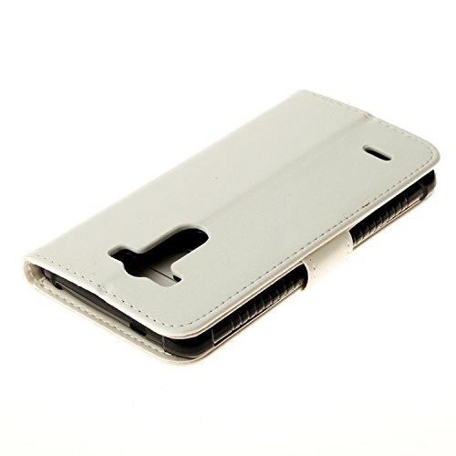 Cozy hut LG G3 Hülle weiß,Reine Farbe Premium PU Leder Wallet Case Schutzhülle Hülle Handytasche Skin Schale Soft Backcover Handy Tasche Flip Cover Buchstil Klapptasche in Lederoptik mit Standfunktion Karteneinschub und Magnetverschluß Etui Flip Case für LG G3 5,5 Zoll – Reines weiß - 4