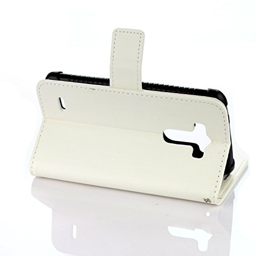 Cozy hut LG G3 Hülle weiß,Reine Farbe Premium PU Leder Wallet Case Schutzhülle Hülle Handytasche Skin Schale Soft Backcover Handy Tasche Flip Cover Buchstil Klapptasche in Lederoptik mit Standfunktion Karteneinschub und Magnetverschluß Etui Flip Case für LG G3 5,5 Zoll – Reines weiß - 6