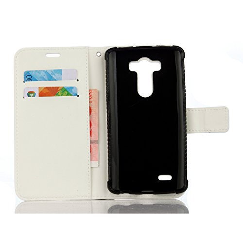 Cozy hut LG G3 Hülle weiß,Reine Farbe Premium PU Leder Wallet Case Schutzhülle Hülle Handytasche Skin Schale Soft Backcover Handy Tasche Flip Cover Buchstil Klapptasche in Lederoptik mit Standfunktion Karteneinschub und Magnetverschluß Etui Flip Case für LG G3 5,5 Zoll – Reines weiß - 7