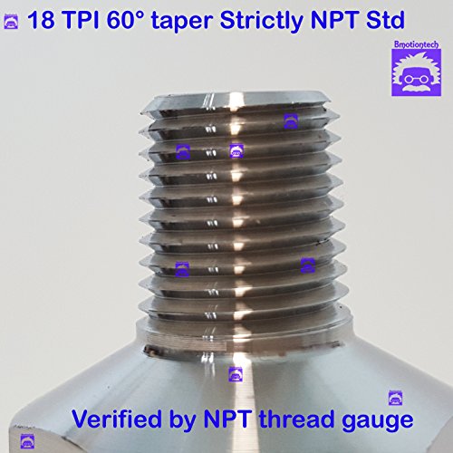 True & präzise 1/10,2 cm NPT-x KF25 Flansch Edelstahl Vakuum Adapter MNPT hergestellt von CNC - 4