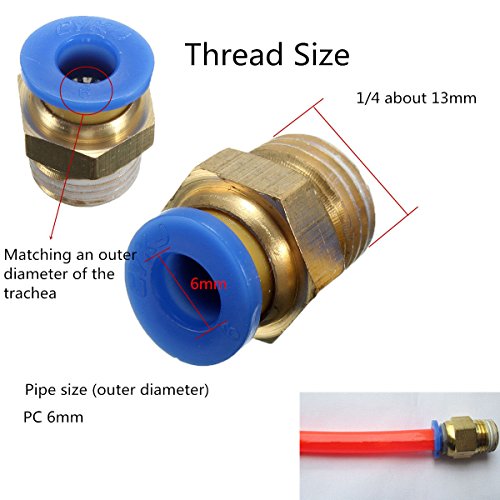 Generic NV _ 1001004019 _ yc-uk2 ectorale gerade Push In 20,3 4 1/10,2 cm BSP Push Pneumatische Fitting eumat Stecker auf 6 mm tting Ohrstecker Stecker 4 1/ - 3