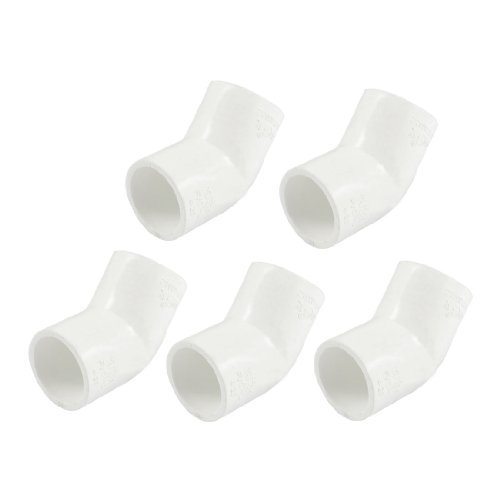 DealMux 5 Stück 25mm Durchmesser 45 winkeln Grad-Winkel PVC-Rohr-Fittings-Adapter-Verbindungs ??Weiß