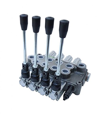 Handsteuerventil, Hydraulikventil, Holzspalterventil, 60 Liter, federzentriert, 4 Sektionen, mit Druckbegrenzungsventil DBV 160 bis 315 bar