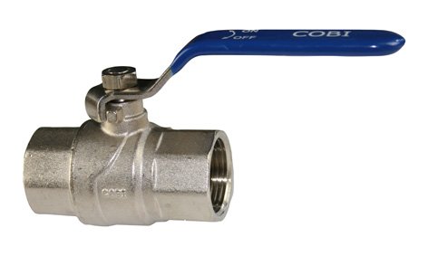 COBI Messing-Muffenkugelhahn PN 25 bds. langes IG / Griff Edelstahl
