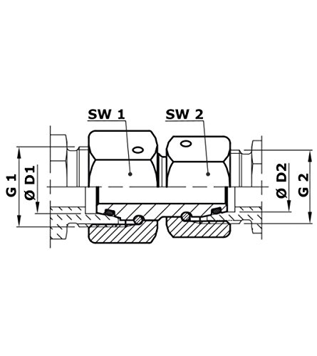 Hydraulik Verschraubung Gerade Reduzierung mit Dichtkegel 16S/18L - 2