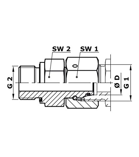 Hydraulik Verschraubung Gerader Einschraubstutzen metrisch mit Dichtkegel 15L-M18x1,5 - 2