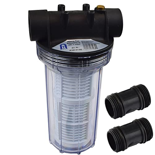 Agora-Tec® AT-Wasserfilter 2L, mit Max. Betriebsdruck: 4 bar, Max. Durchflussmenge: 3000 l/h, Maschenweiter Filtersieb: 0,2 mm, Anschlüsse: 1 Zoll (30,3 mm) IG Messingbuchsen